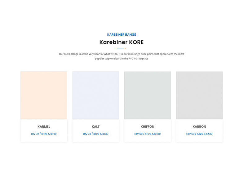 Karebinr Colour Range, Hygienic wall cladding.